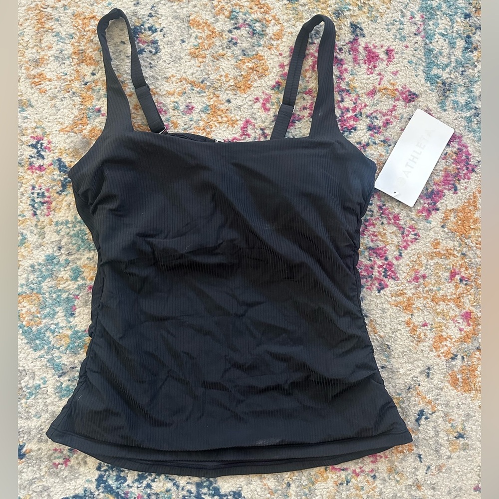 👙 Athleta Black Ribbed Tankini. NWT. Size 36B/C. Super Cute & Classic!